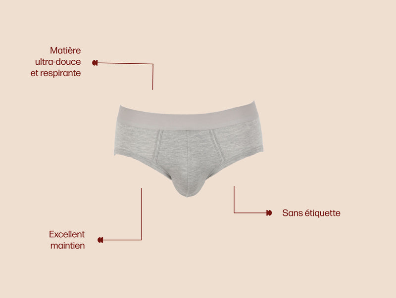 Pétrone slip coton pima micromodal gris chiné clair homme#couleur_gris-chiné-clair