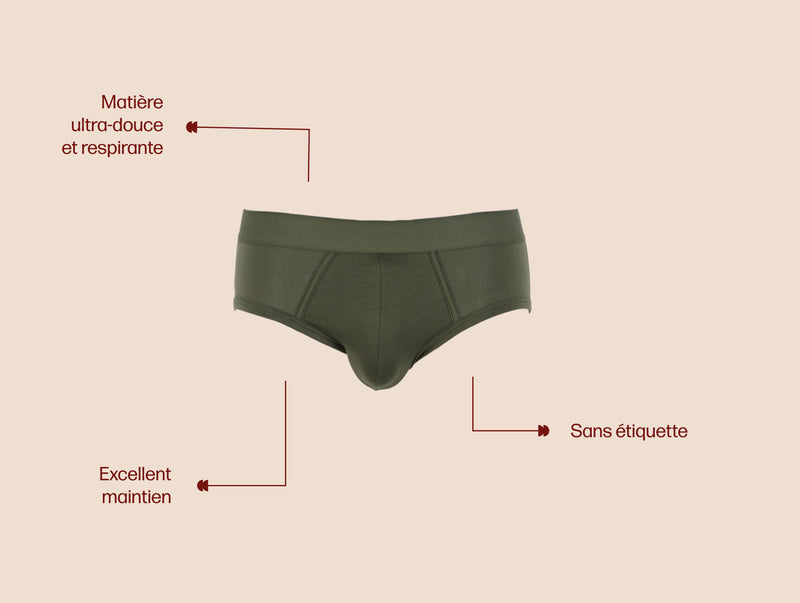 Pétrone slip coton pima micromodal vert kaki homme#couleur_vert-kaki