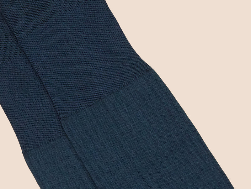 Pétrone mi-bas fil d’Écosse bleu acier homme#couleur_bleu-acier