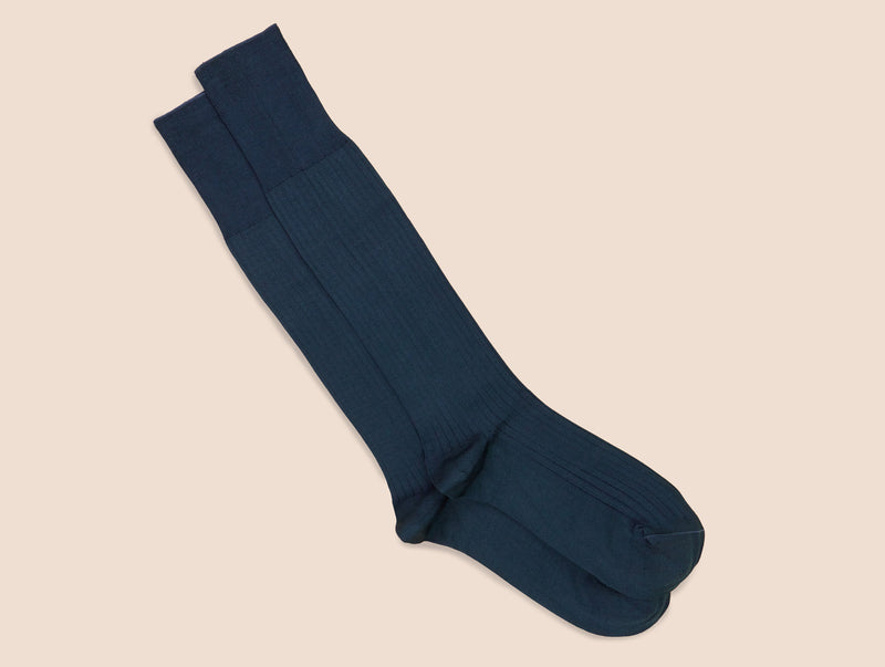 Pétrone mi-bas fil d’Écosse bleu acier homme#couleur_bleu-acier