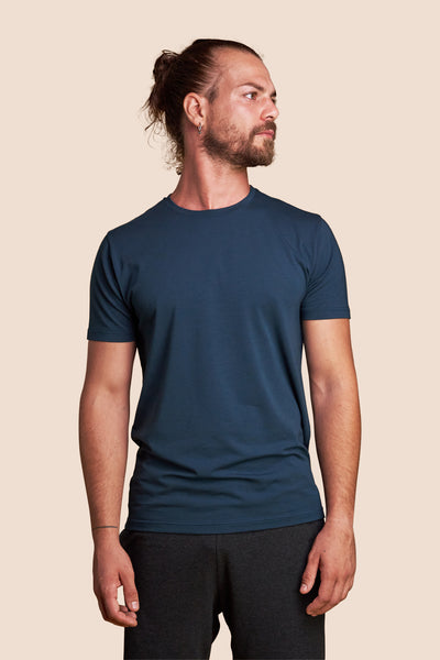 Pétrone T-shirt manches courtes coton pima micromodal bleu pétrole homme