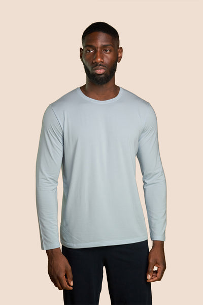 Pétrone T-shirt manches longues coton pima micromodal bleu ciel