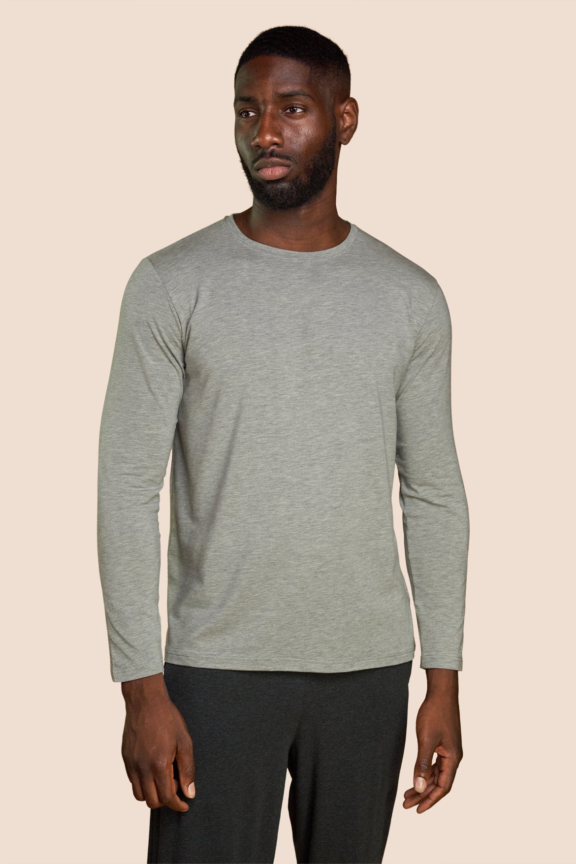 Pétrone T-shirt manches longues coton pima micromodal gris clair