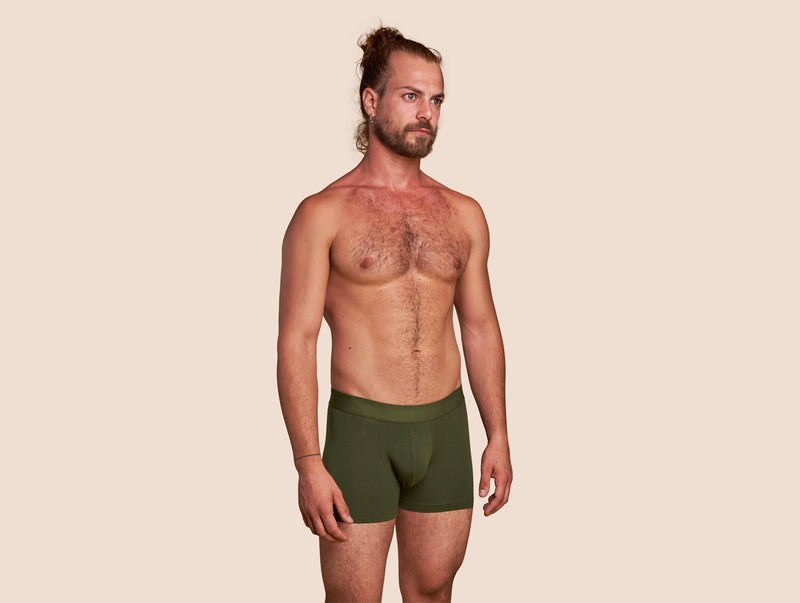 Pétrone boxer confort coton pima micromodal vert kaki homme#couleur_vert-kaki