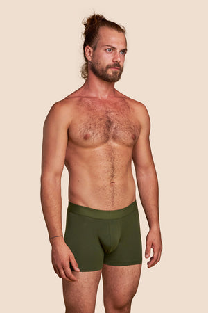 Pétrone boxer confort coton pima micromodal vert kaki homme