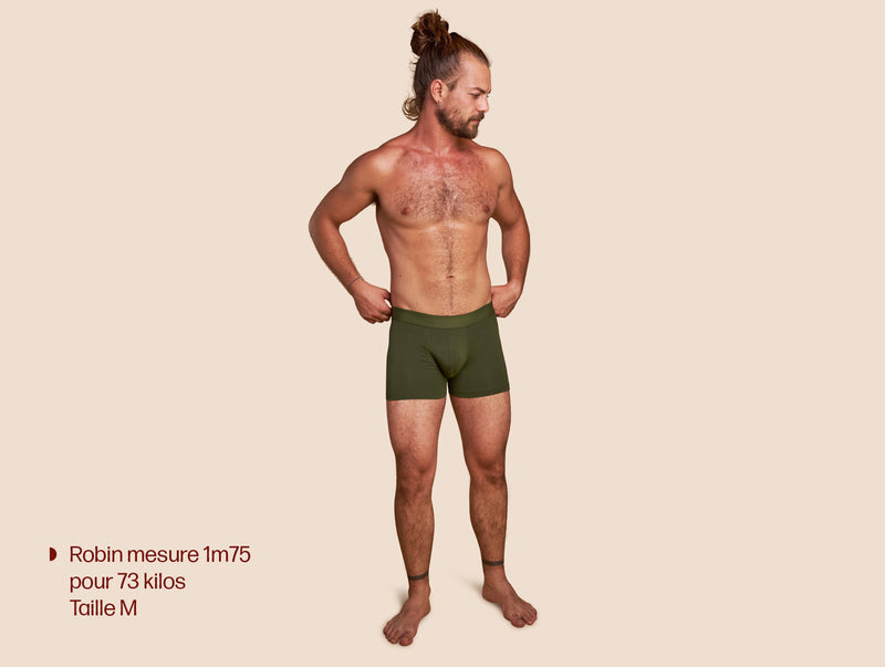 Pétrone boxer confort coton pima micromodal vert kaki homme#couleur_vert-kaki