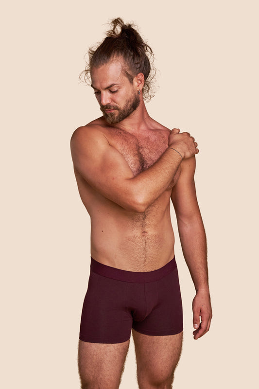 Pétrone boxer coton bio lie de vin homme
