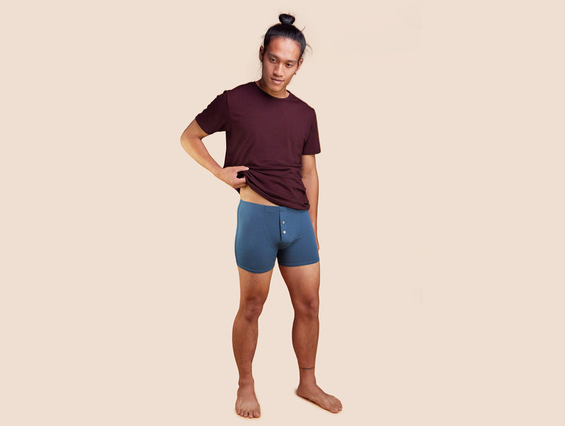 Pétrone boxer héritage coton pima micromodal bleu céruléen homme#couleur_bleu-céruléen