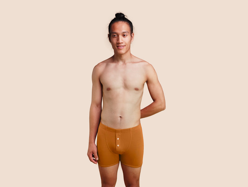 Pétrone boxer héritage coton pima micromodal ocre homme#couleur_ocre