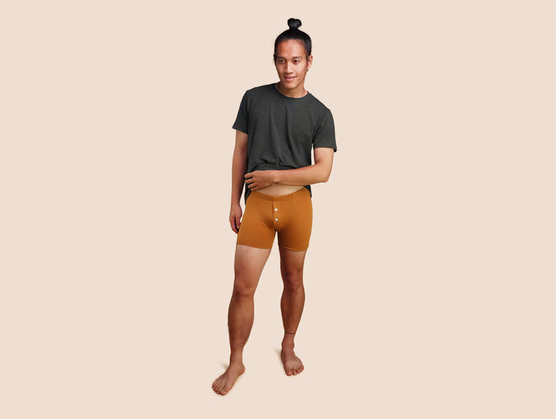 Pétrone boxer héritage coton pima micromodal ocre homme#couleur_ocre