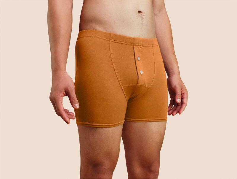 Pétrone boxer héritage coton pima micromodal ocre homme#couleur_ocre