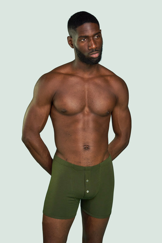 Pétrone boxer héritage coton pima micromodal vert kaki homme