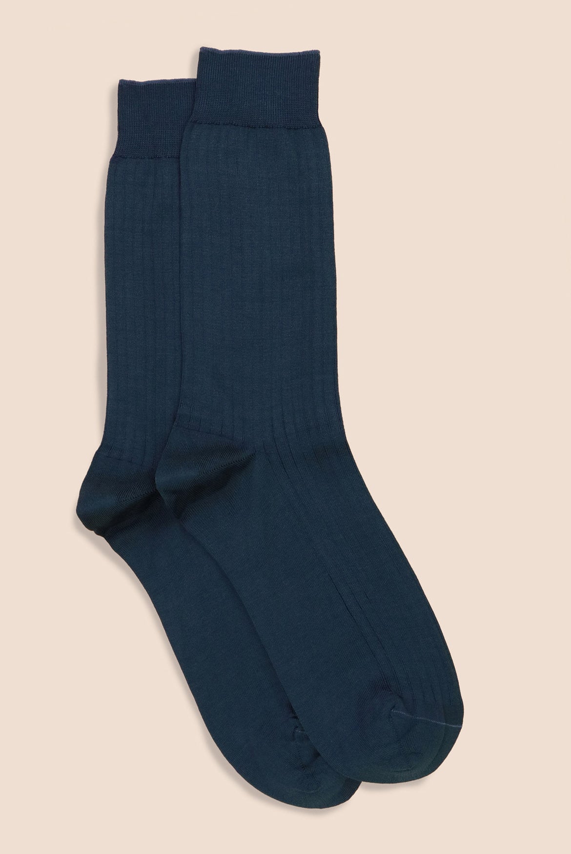 Chaussettes hautes côtelées bleu foncé en coton doux pour enfants