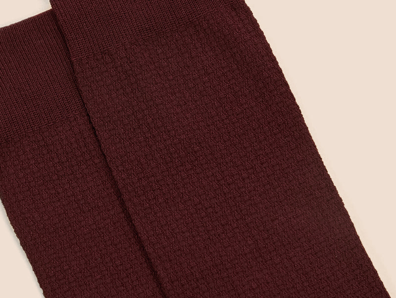 Pétrone chaussettes nid d'abeille fil d'Ecosse bordeaux homme#couleur_bordeaux-foncé