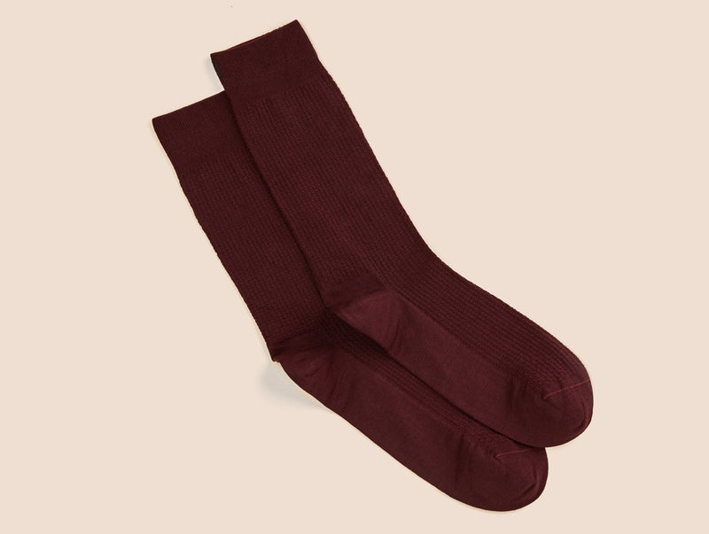Pétrone chaussettes nid d'abeille fil d'Ecosse bordeaux homme#couleur_bordeaux-foncé