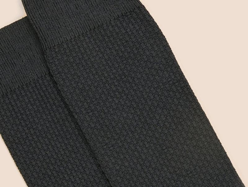 Pétrone chaussettes nid d'abeille fil d'Ecosse gris homme#couleur_gris