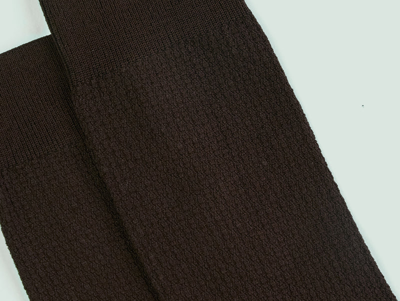 Pétrone chaussettes nid d'abeille fil d'Ecosse marron foncé coton homme#couleur_marron-foncé