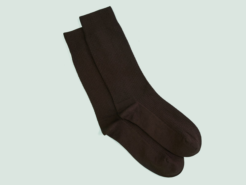 Pétrone chaussettes nid d'abeille fil d'Ecosse marron foncé coton homme#couleur_marron-foncé