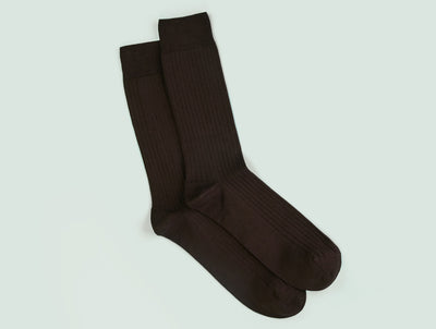 Pétrone chaussettes côtelées mi-mollet en fil d'Ecosse italien marron foncé hommes#couleur_marron-foncé