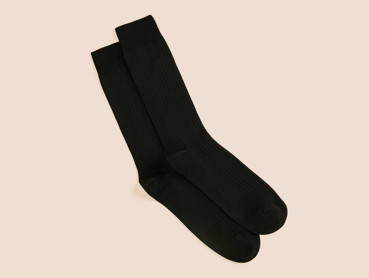 Pétrone chaussettes côtelées mi-mollet en fil d'Ecosse italien noir hommes#couleur_noir