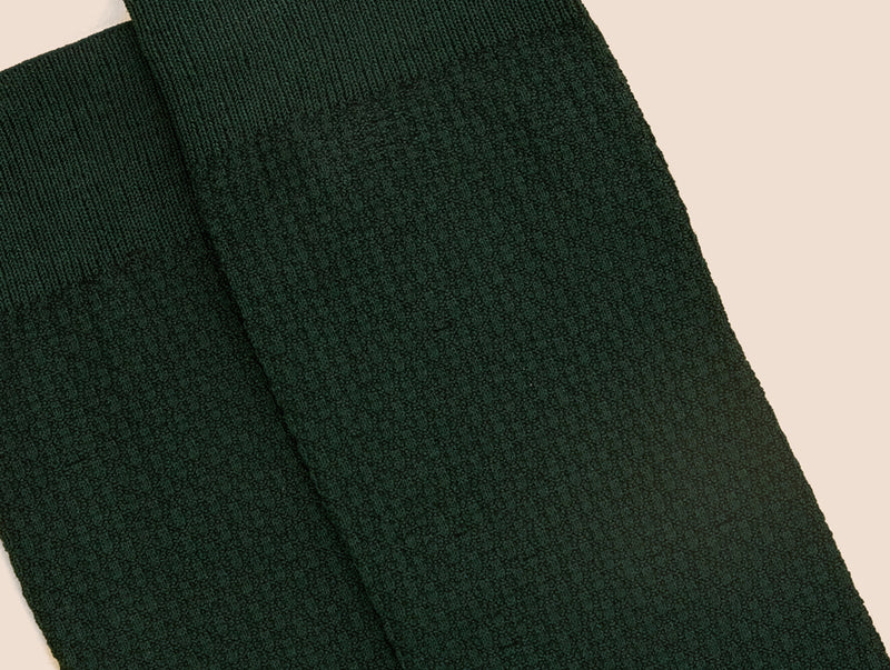Pétrone chaussettes nid d'abeille fil d'Ecosse vert bouteille coton homme#couleur_vert-bouteille