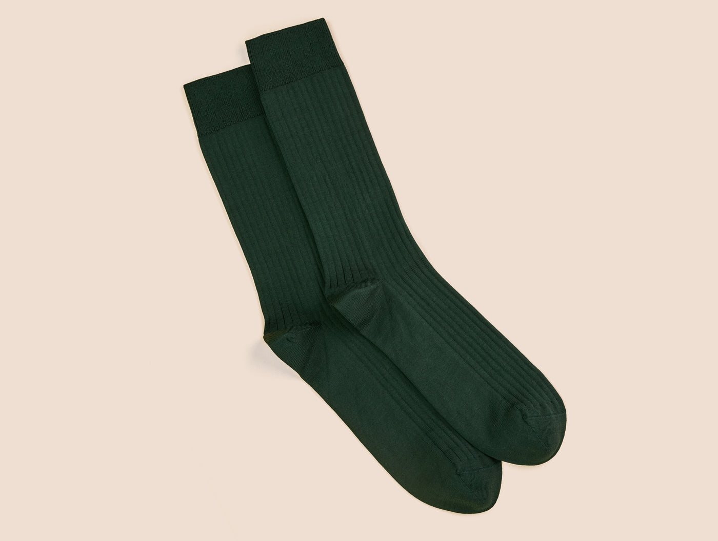 Pétrone chaussettes côtelées mi-mollet en fil d'Ecosse italien vert bouteille hommes#couleur_vert-bouteille