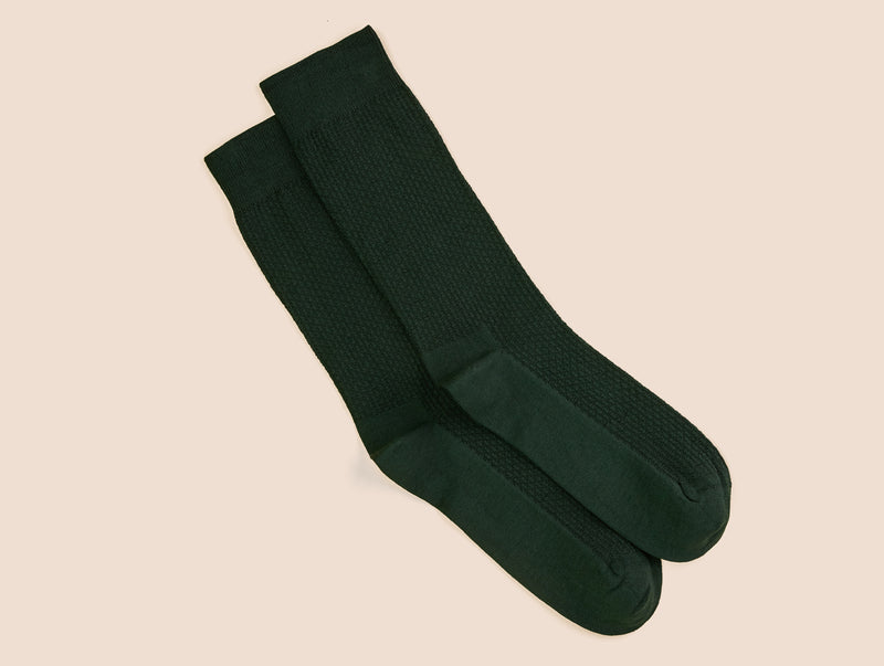 Pétrone chaussettes nid d'abeille fil d'Ecosse vert bouteille coton homme#couleur_vert-bouteille