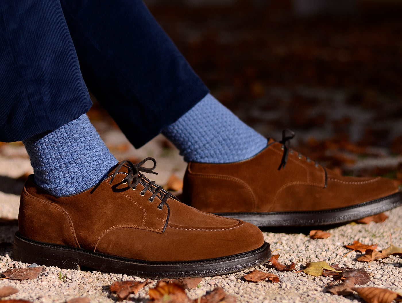 Pétrone chaussettes gaufrées bleu céruléen homme#couleur_bleu-céruléen
