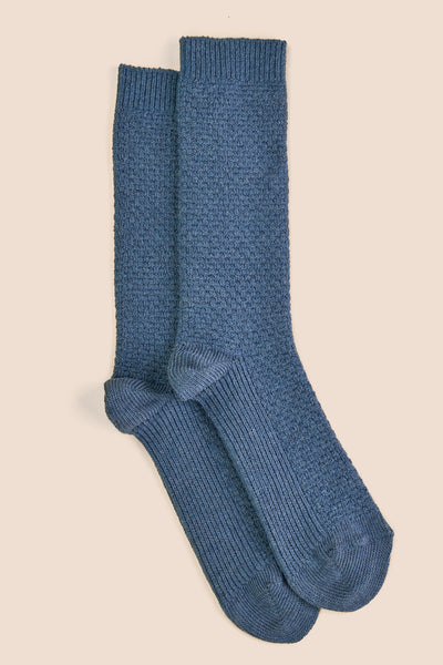 Pétrone chaussettes gaufrées bleu céruléen homme