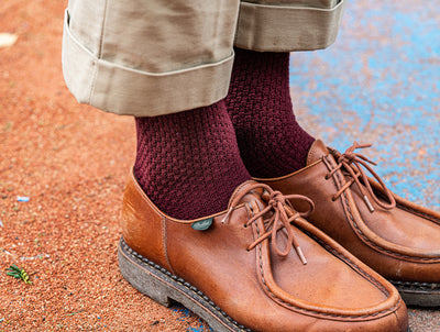 Pétrone chaussettes gaufrées bordeaux homme#couleur_bordeaux