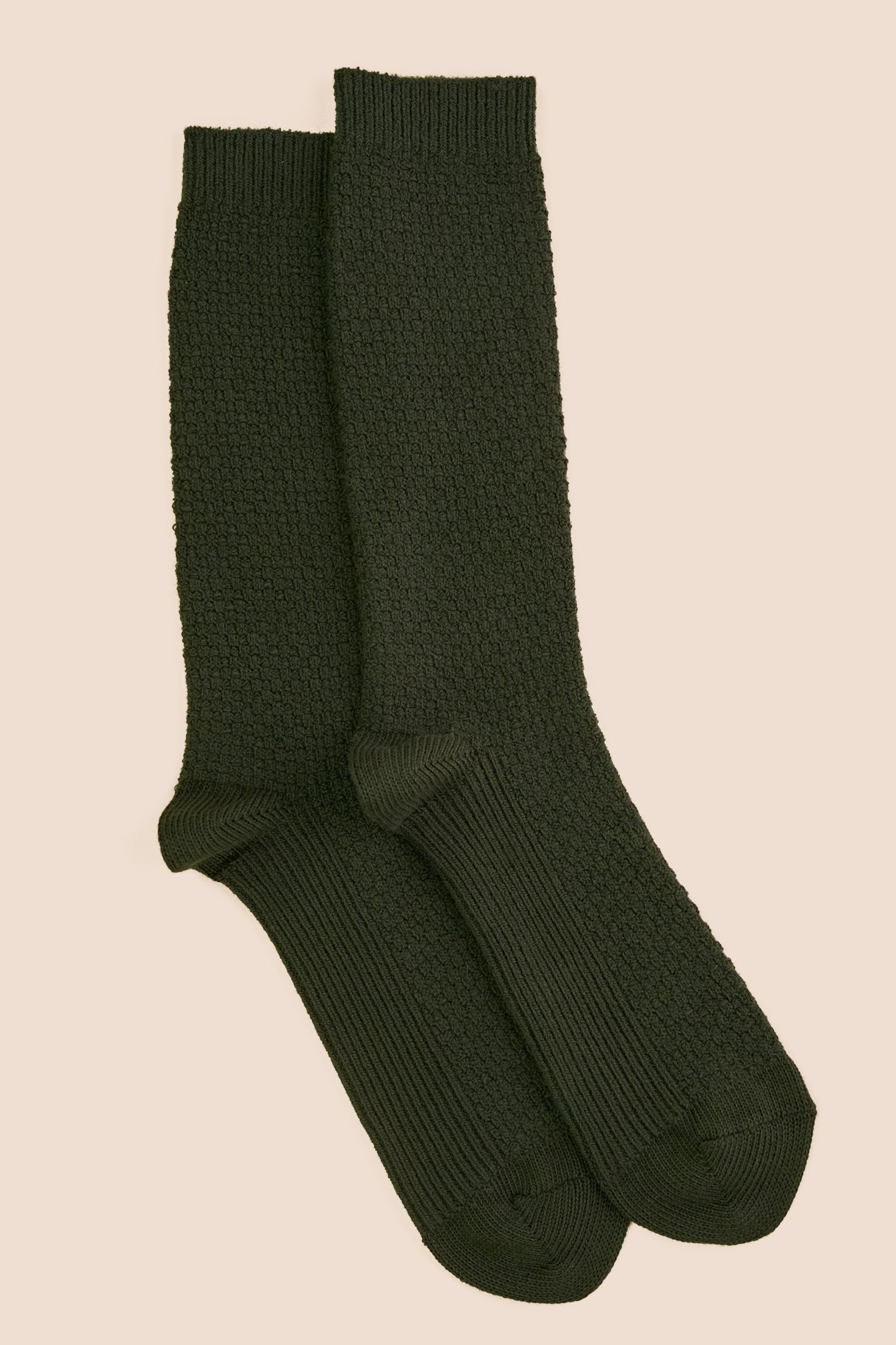 Pétrone chaussettes gaufrées vert kaki homme