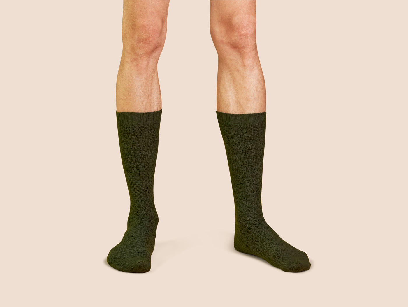 Pétrone chaussettes gaufrées vert kaki homme#couleur_vert-kaki