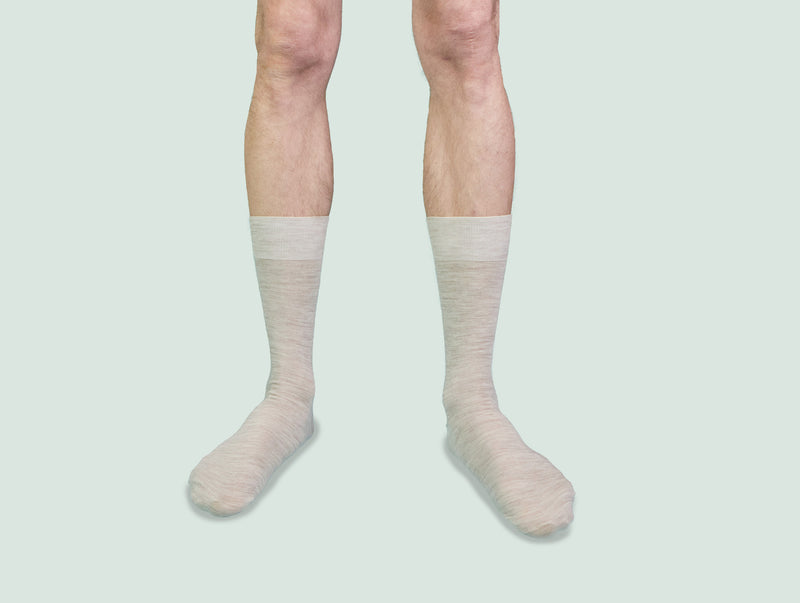 Pétrone chaussettes laine mérinos beige chiné homme#couleur_beige-chiné