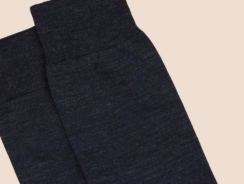 Pétrone chaussettes laine mérinos bleu chiné homme#couleur_bleu-marine-chiné