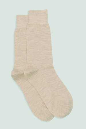 Pétrone chaussettes laine mérinos beige chiné homme