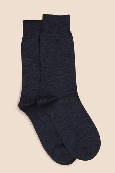 Pétrone chaussettes laine mérinos bleu  marine chiné homme