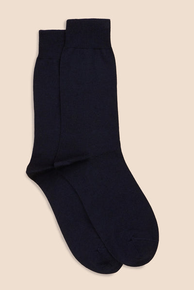 Pétrone chaussettes laine mérinos bleu marine homme