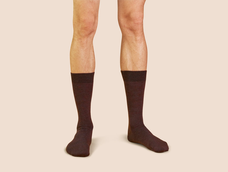 Pétrone chaussettes laine mérinos lie de vin chiné homme#couleur_lie-de-vin-chiné