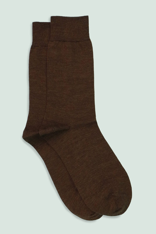 Pétrone chaussettes laine mérinos marron chiné homme