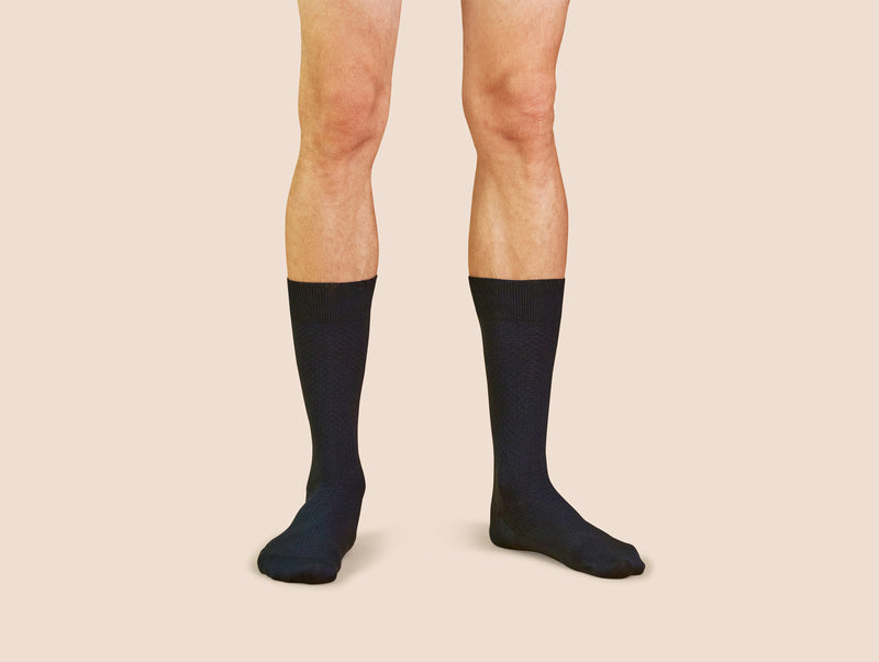 Pétrone chaussettes nid d'abeille fil d'Ecosse bleu marine homme#couleur_bleu-marine
