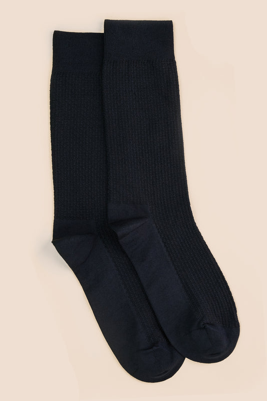 Pétrone chaussettes nid d'abeille fil d'Ecosse bleu marine homme