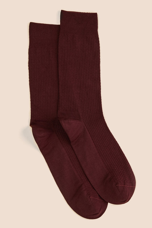 Pétrone chaussettes nid d'abeille fil d'Ecosse bordeaux homme
