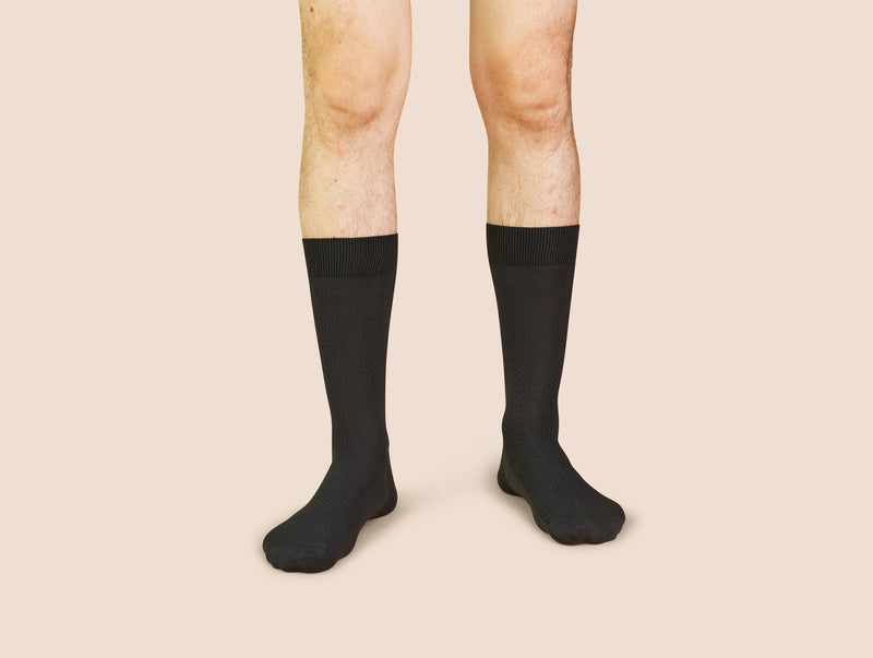 Pétrone chaussettes nid d'abeille fil d'Ecosse gris homme#couleur_gris