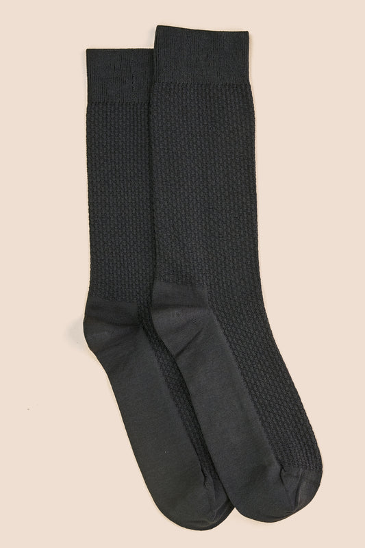 Pétrone chaussettes nid d'abeille fil d'Ecosse gris homme