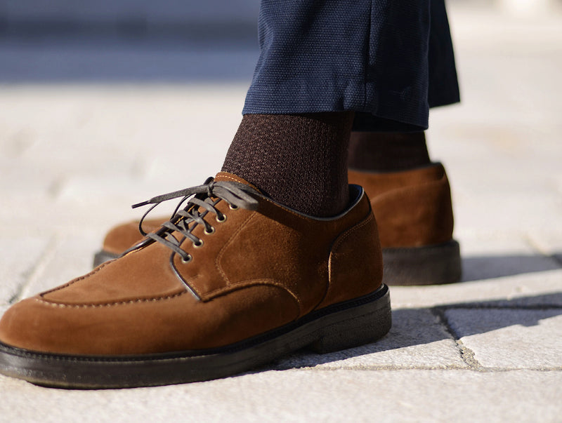 Pétrone chaussettes nid d'abeille fil d'Ecosse marron foncé coton homme#couleur_marron-foncé