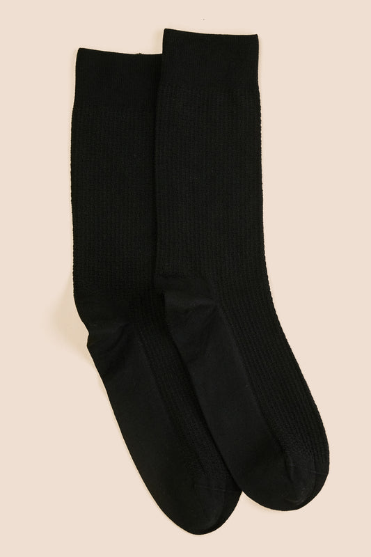Pétrone chaussettes nid d'abeille fil d'Ecosse noir homme