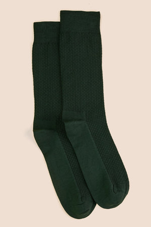 Pétrone chaussettes nid d'abeille fil d'Ecosse vert bouteille homme
