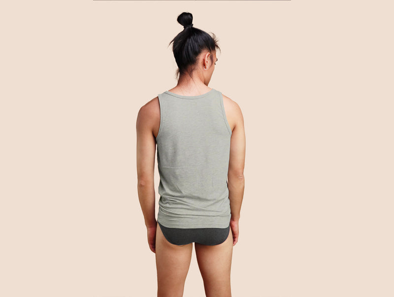 Pétrone débardeur marcel coton pima micromodal gris chiné clair homme#couleur_gris-chiné-clair