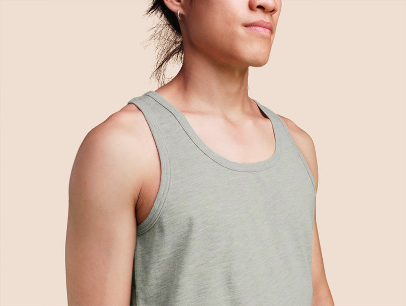 Pétrone débardeur marcel coton pima micromodal gris chiné clair homme#couleur_gris-chiné-clair