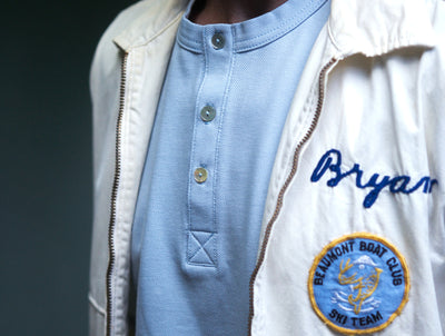 Pétrone Henley manches courtes coton bio bleu ciel homme#couleur_bleu-ciel